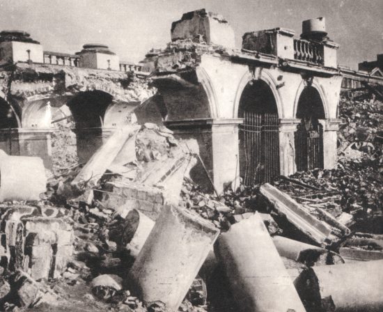 Photograph of the ruins of the Saxon palace blown up by the Germans in AD 1944