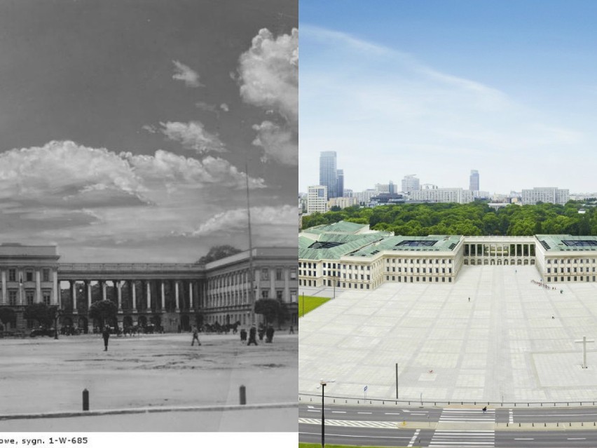 Photograph of Old and New Saxon Palace in Warsaw